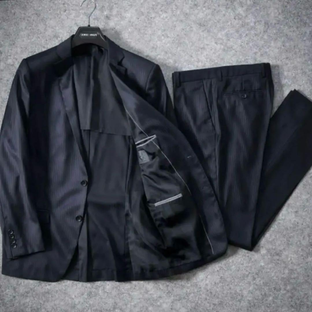 カルバンクライン ビジネススーツ ネイビー シャドーストライプ 上下セット