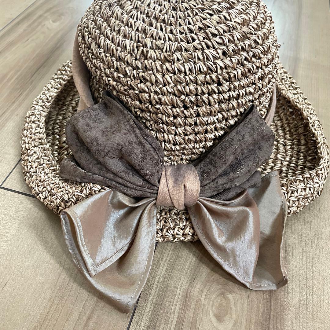 新品CA4LA リボン付き麦わら帽子 フリーサイズ