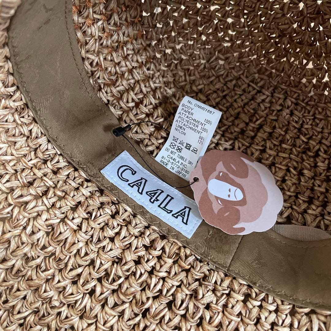 新品CA4LA リボン付き麦わら帽子 フリーサイズ