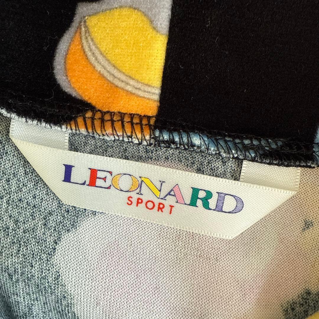 未使用級★近年物 レオナール カンカン ベロア調ワンピース 花柄 トリム 42