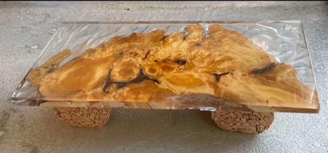 【♡YURIA♡】レジンテーブル 一点物 銀杏 クリスタル ハンドメイド