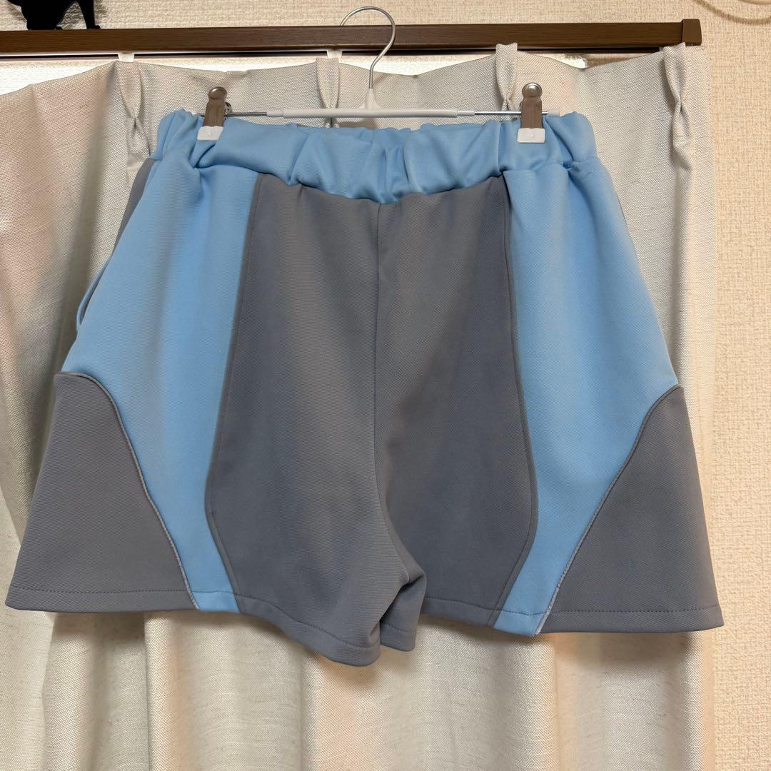 maonosuke 水色×グレー セットアップ ショートパンツ
