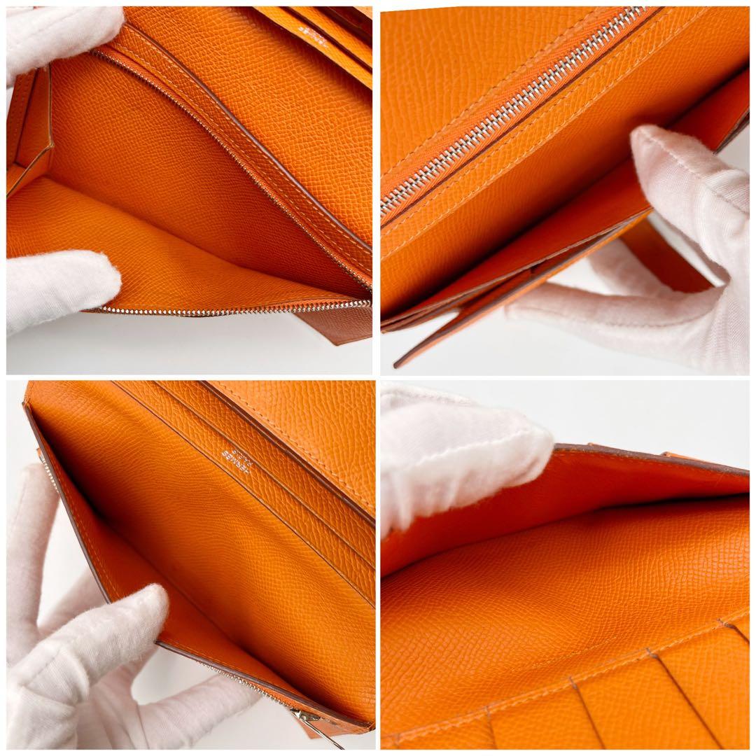 エルメス　オレンジ　三つ折りべアン　べアン 長財布　カード入れ　□K刻印