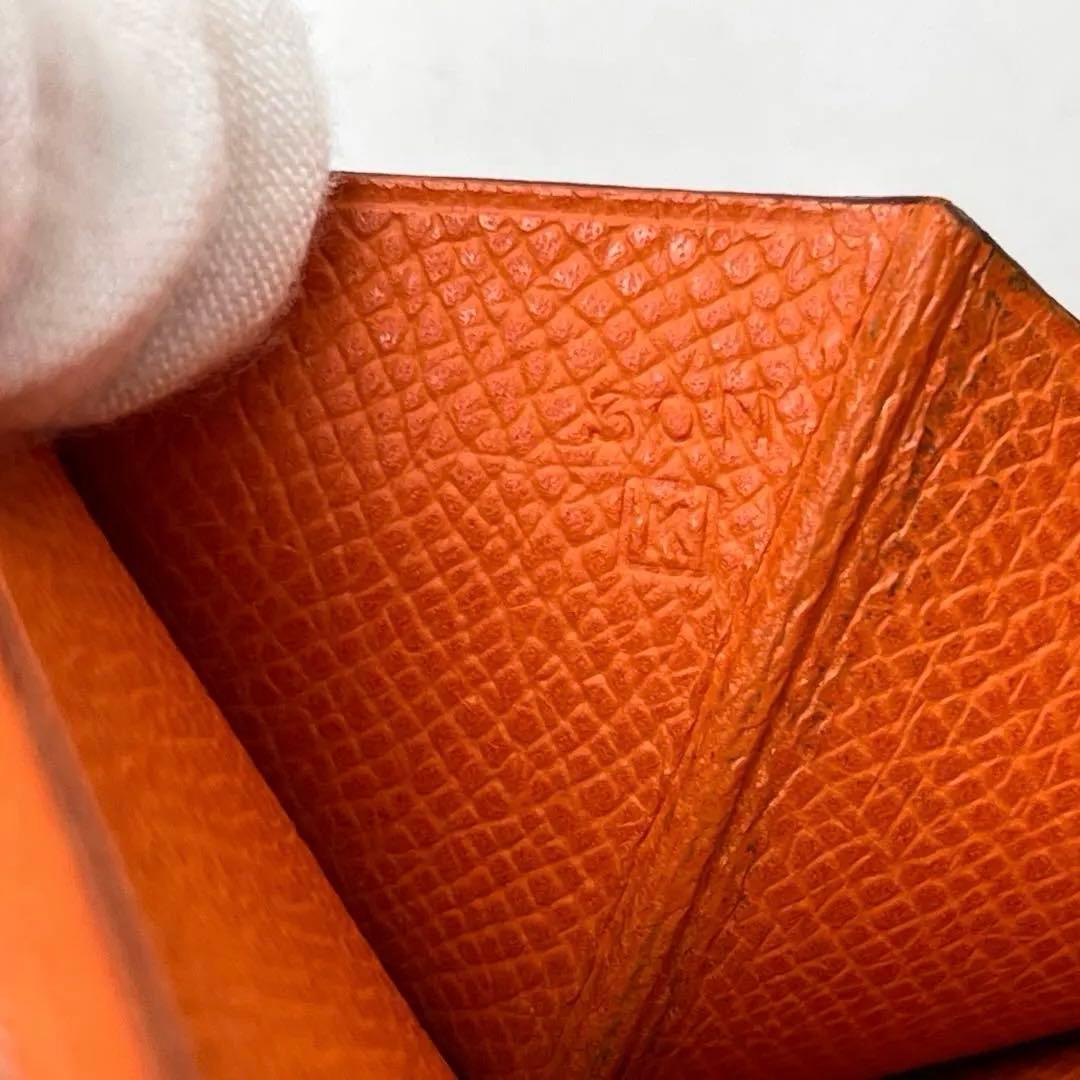 エルメス　オレンジ　三つ折りべアン　べアン 長財布　カード入れ　□K刻印
