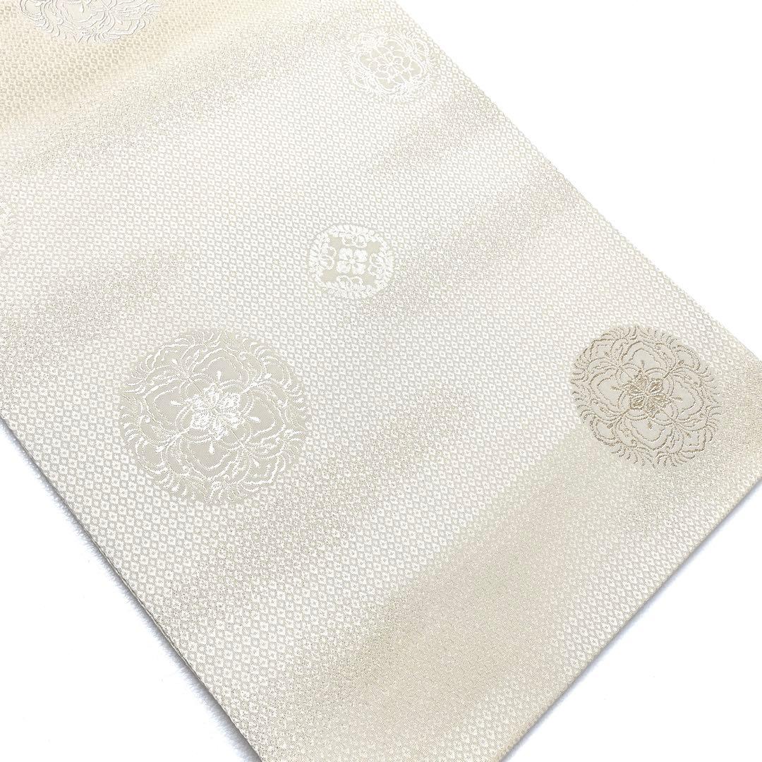 帯5896 ●高級 正絹 六通 袋帯 花文 華文