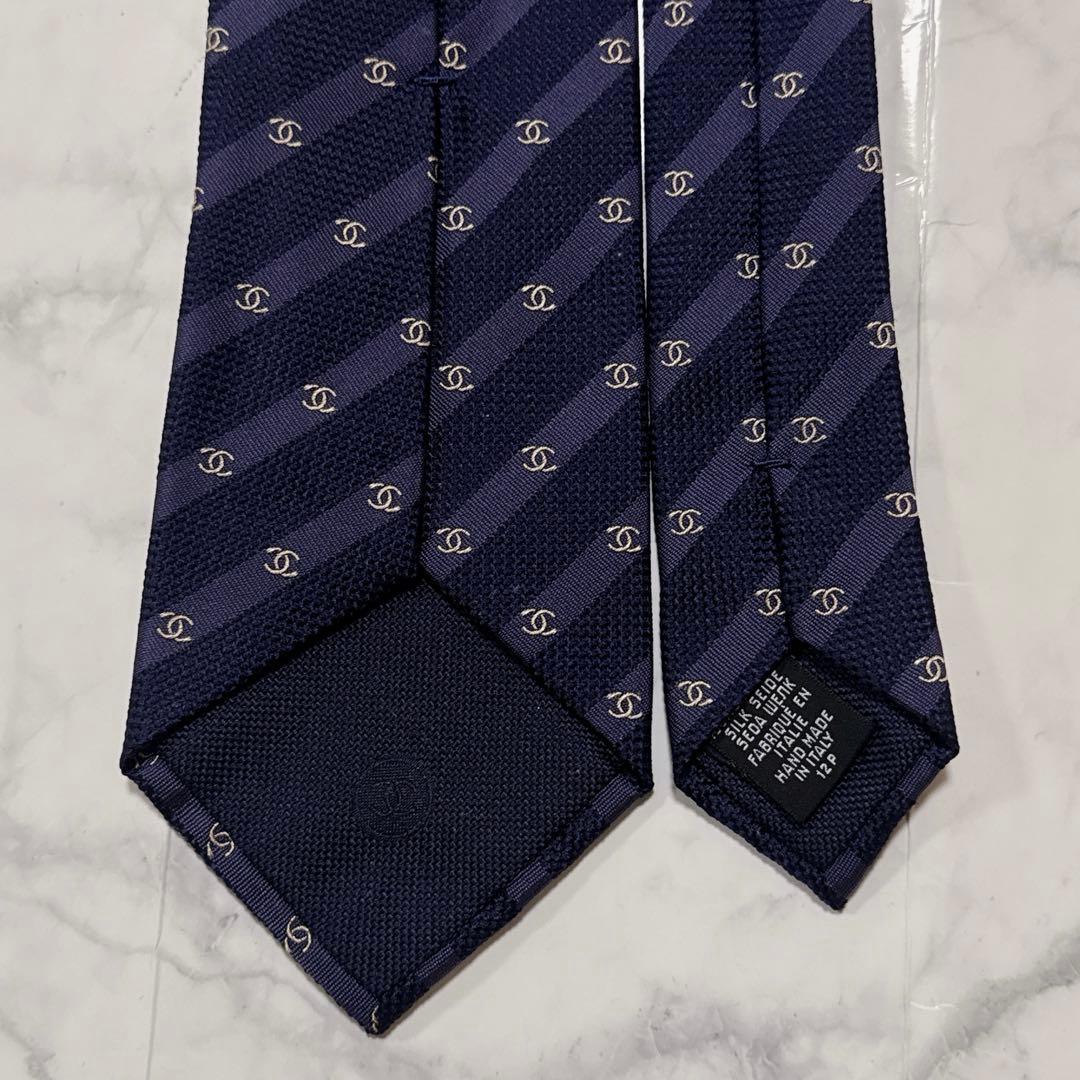 【未使用に近い】　CHANEL シャネル　ネクタイ　ネイビー　ココマーク