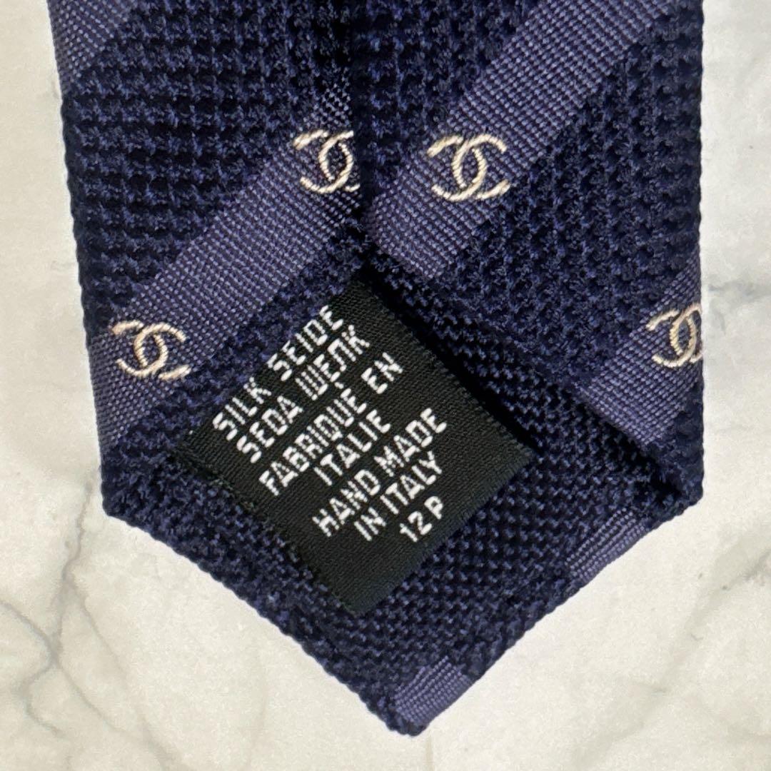 【未使用に近い】　CHANEL シャネル　ネクタイ　ネイビー　ココマーク