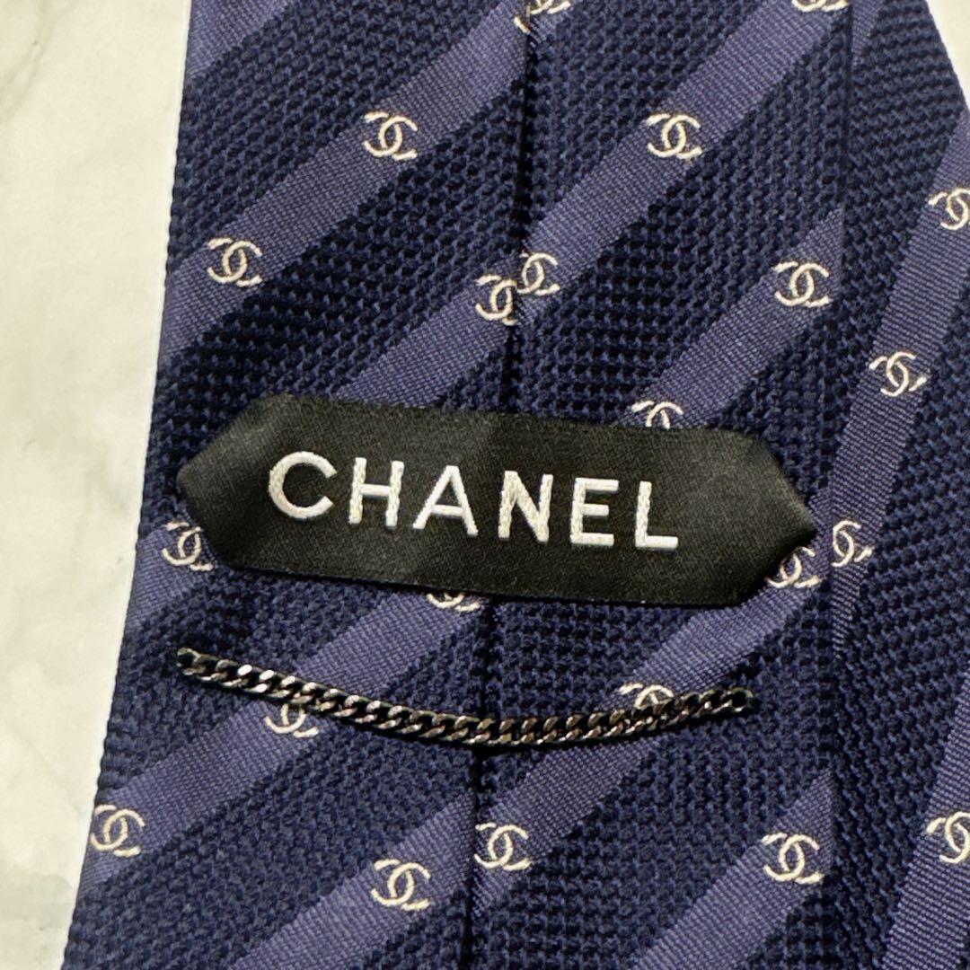 【未使用に近い】　CHANEL シャネル　ネクタイ　ネイビー　ココマーク