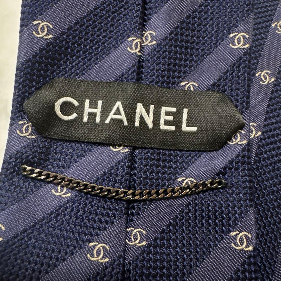 【未使用に近い】　CHANEL シャネル　ネクタイ　ネイビー　ココマーク