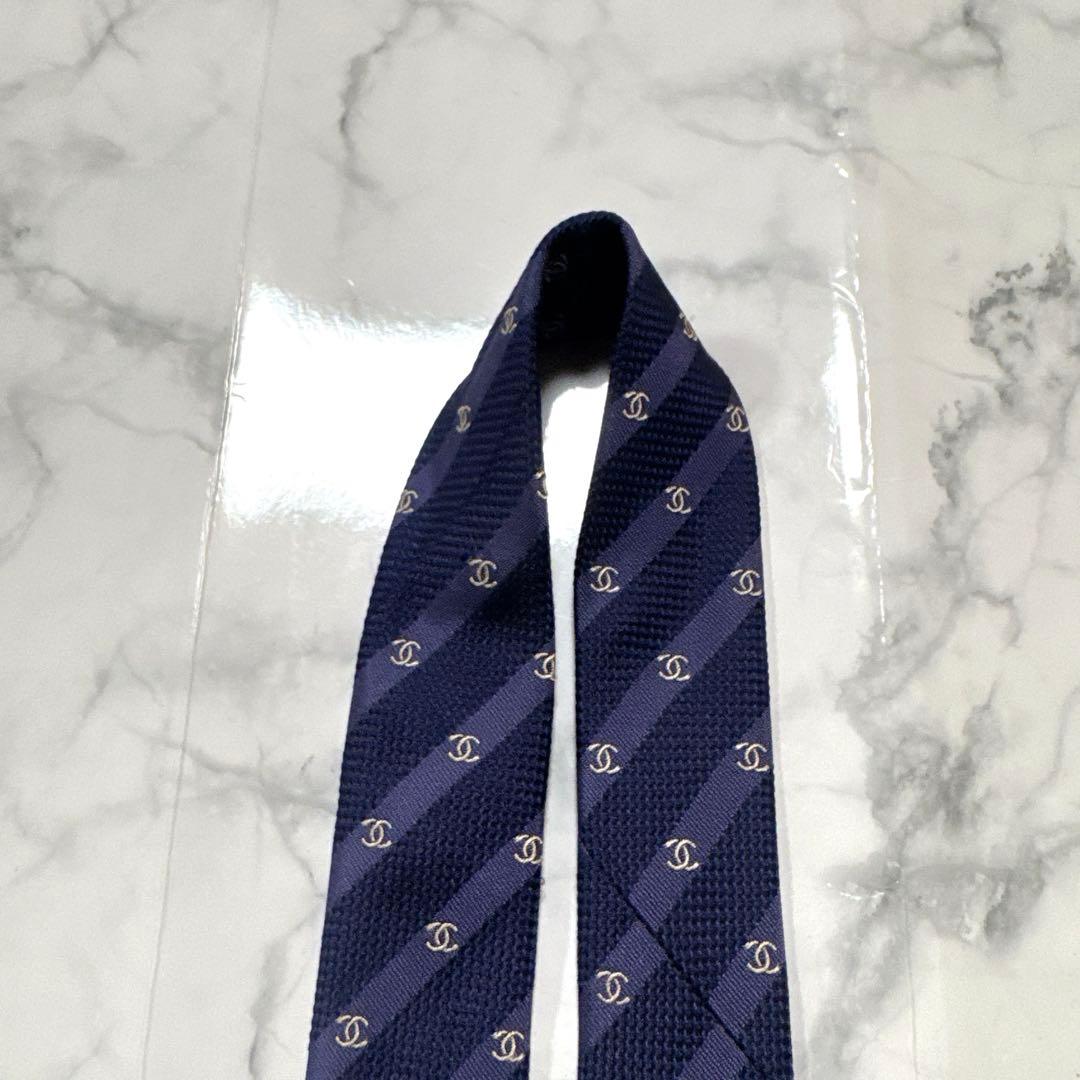 【未使用に近い】　CHANEL シャネル　ネクタイ　ネイビー　ココマーク