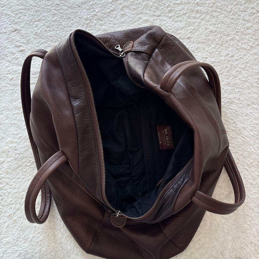 Mr.OLIVE ウォータープルーフ　レザーボストンバック　ブラウン