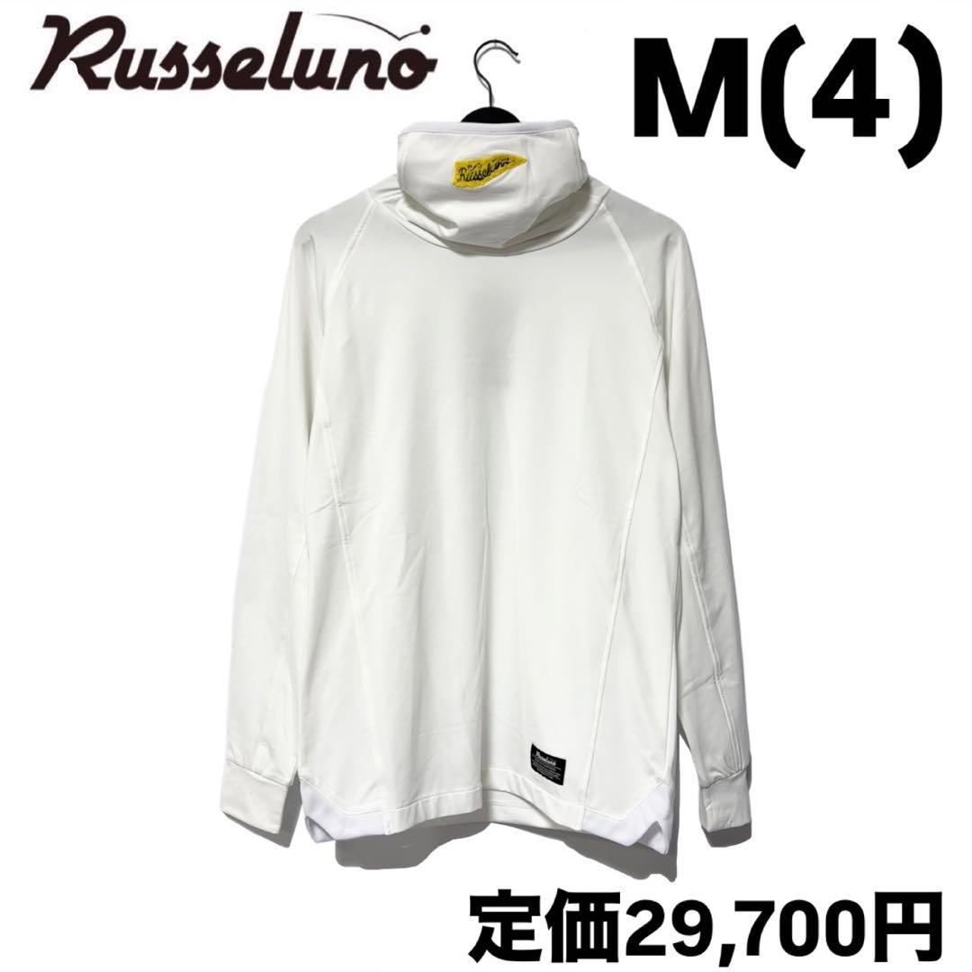 ラッセルノ ゴルフ フラッグロゴ ステッチマスク ハイネック LS ホワイト M