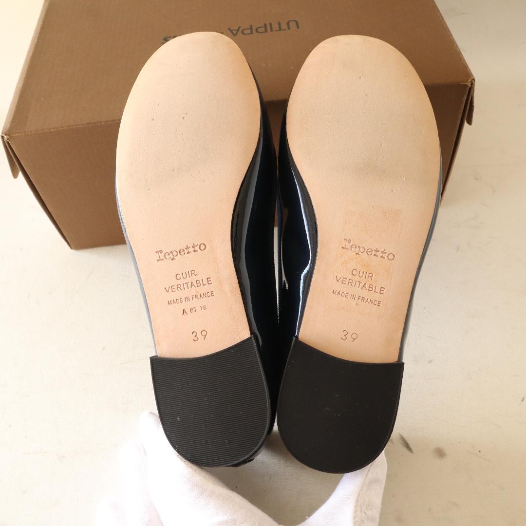 【未使用】レペット サンドリオン エナメルバレエシューズ ネイビー39 24.7