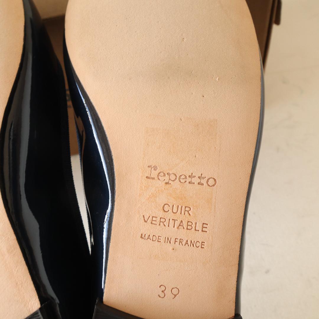 【未使用】レペット サンドリオン エナメルバレエシューズ ネイビー39 24.7