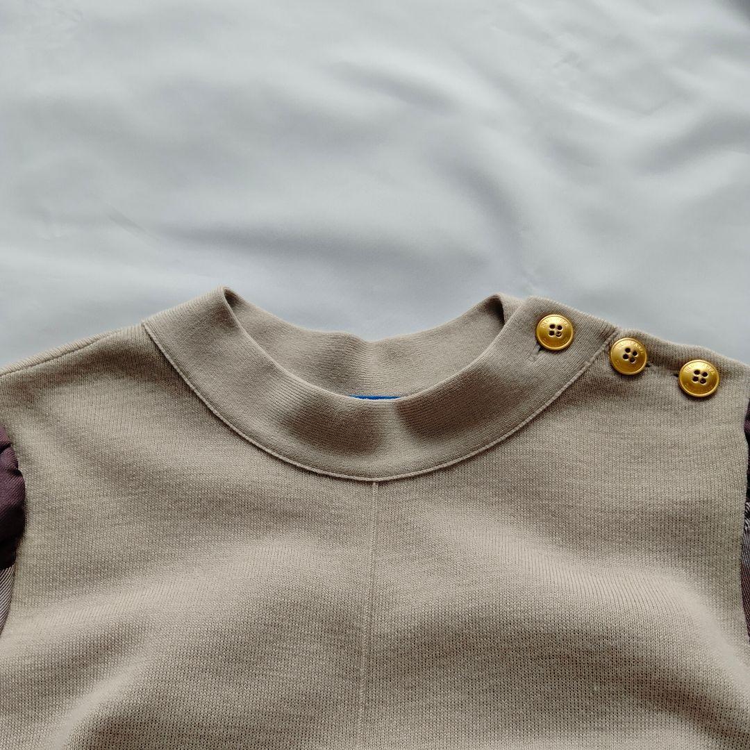 ブルーレーベル ニット ロング ワンピース チェック 金ボタン