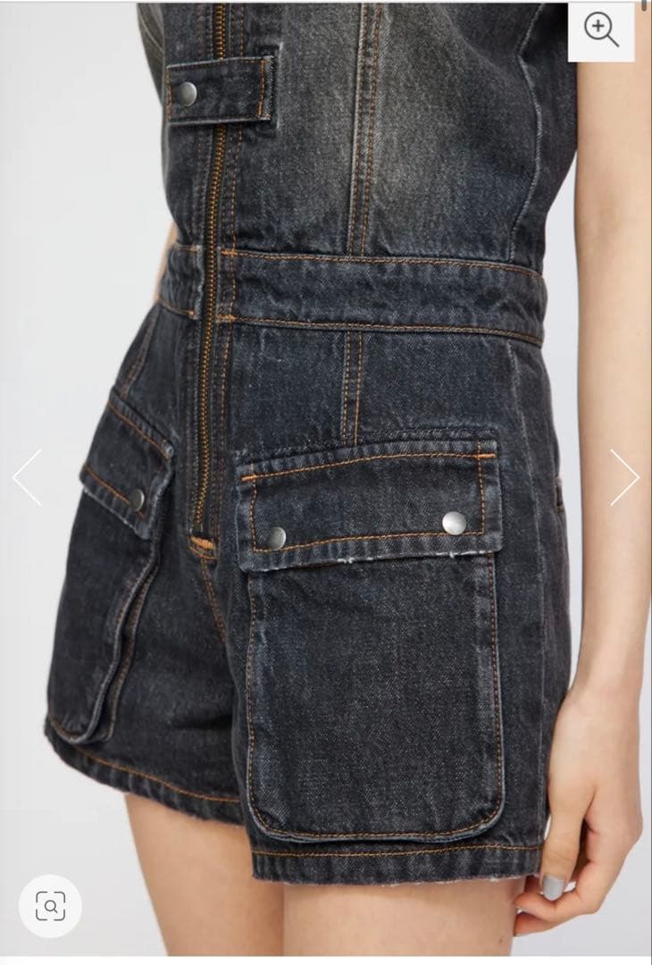 ラグアジェム　ポケットデニムミニオールインワン　ブラック　M