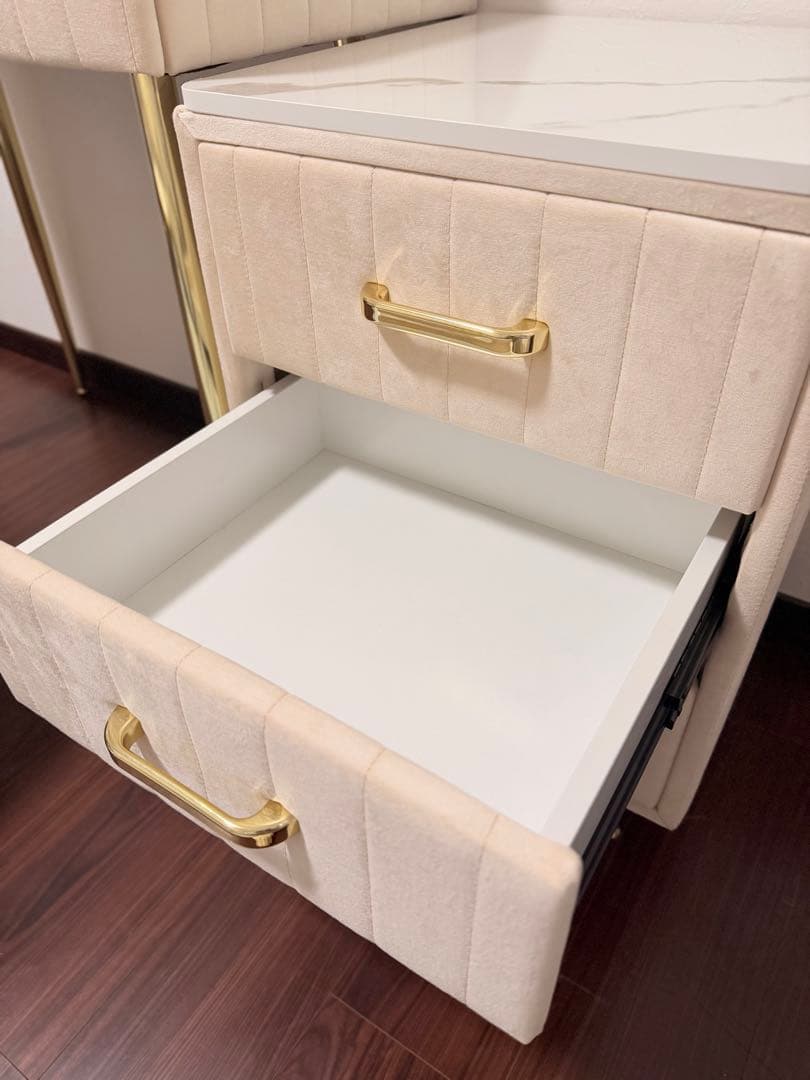 ピンク ベロア ドレッサー 3段引き出しチェスト