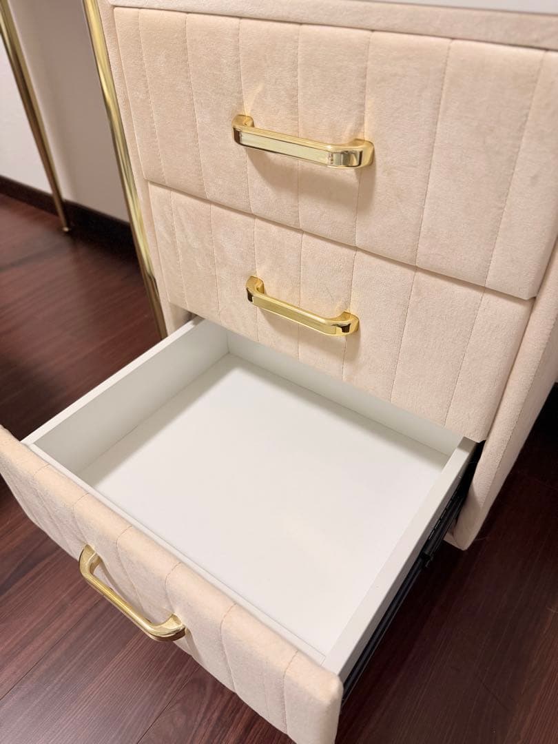 ピンク ベロア ドレッサー 3段引き出しチェスト