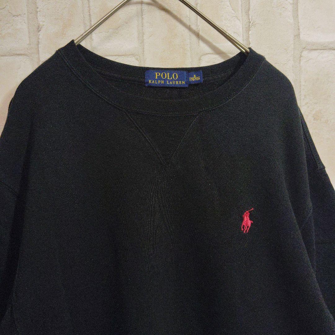 ポロラルフローレン　スウェット　トレーナー　黒　Vガゼット 刺繍