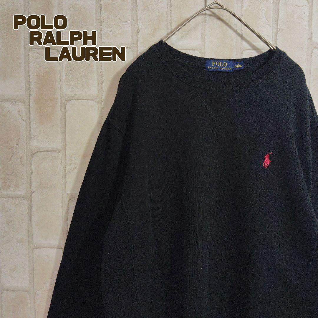 ポロラルフローレン　スウェット　トレーナー　黒　Vガゼット 刺繍