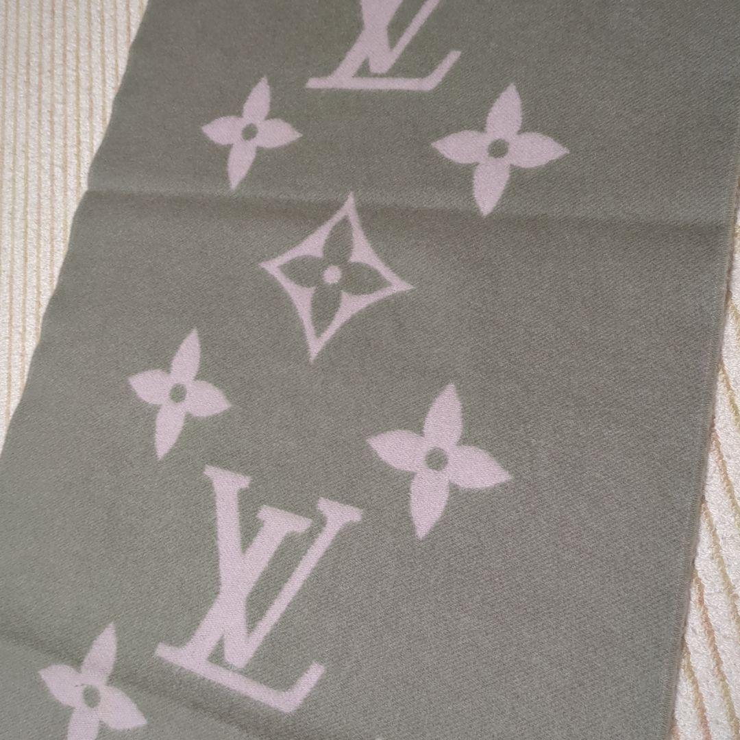 【美品】ルイヴィトン モノグラム マフラー ピンク＆グレー