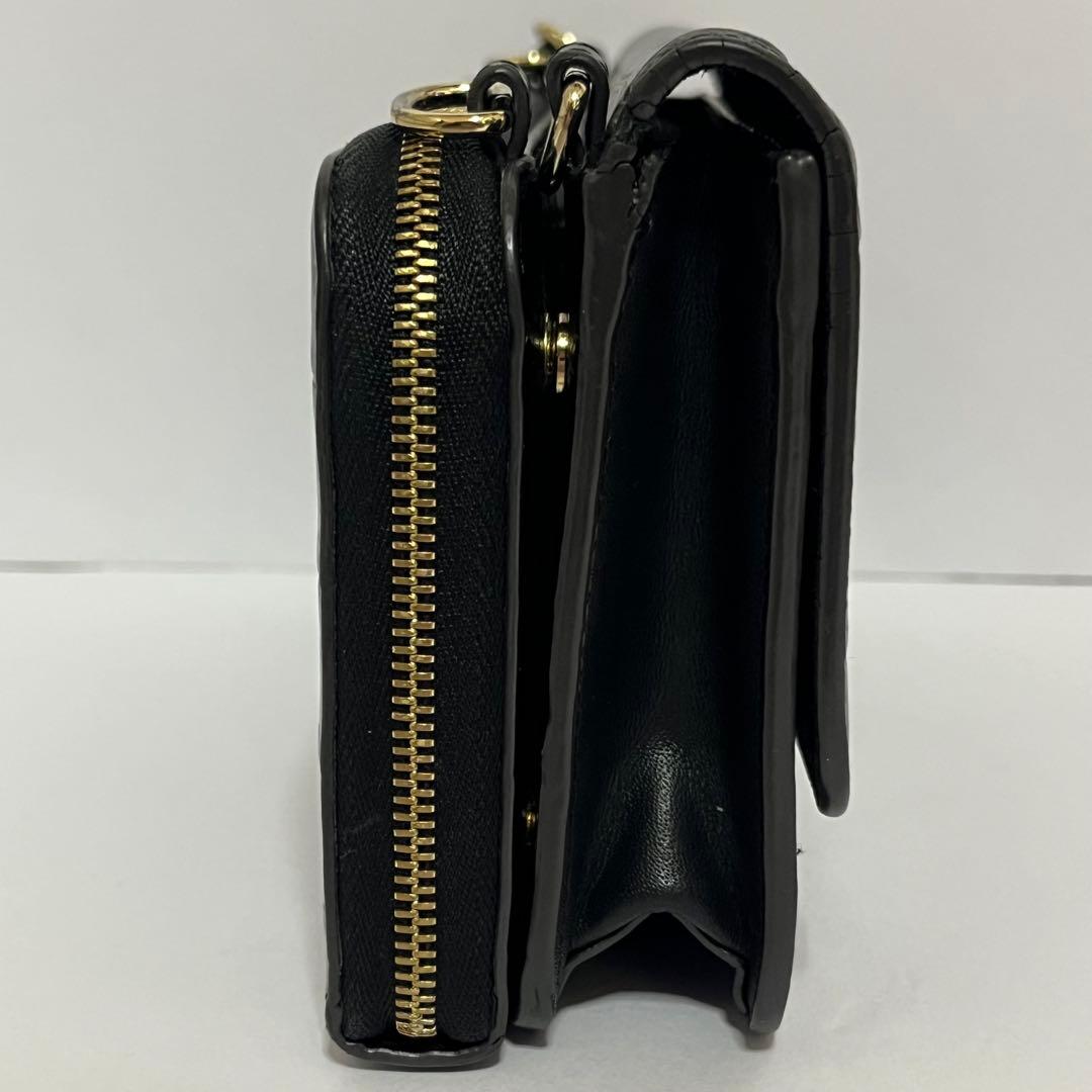 美品✨希少✨フルラ　クロコ　リーヴァ　ショルダーバッグ　ウォレットショルダー　黒