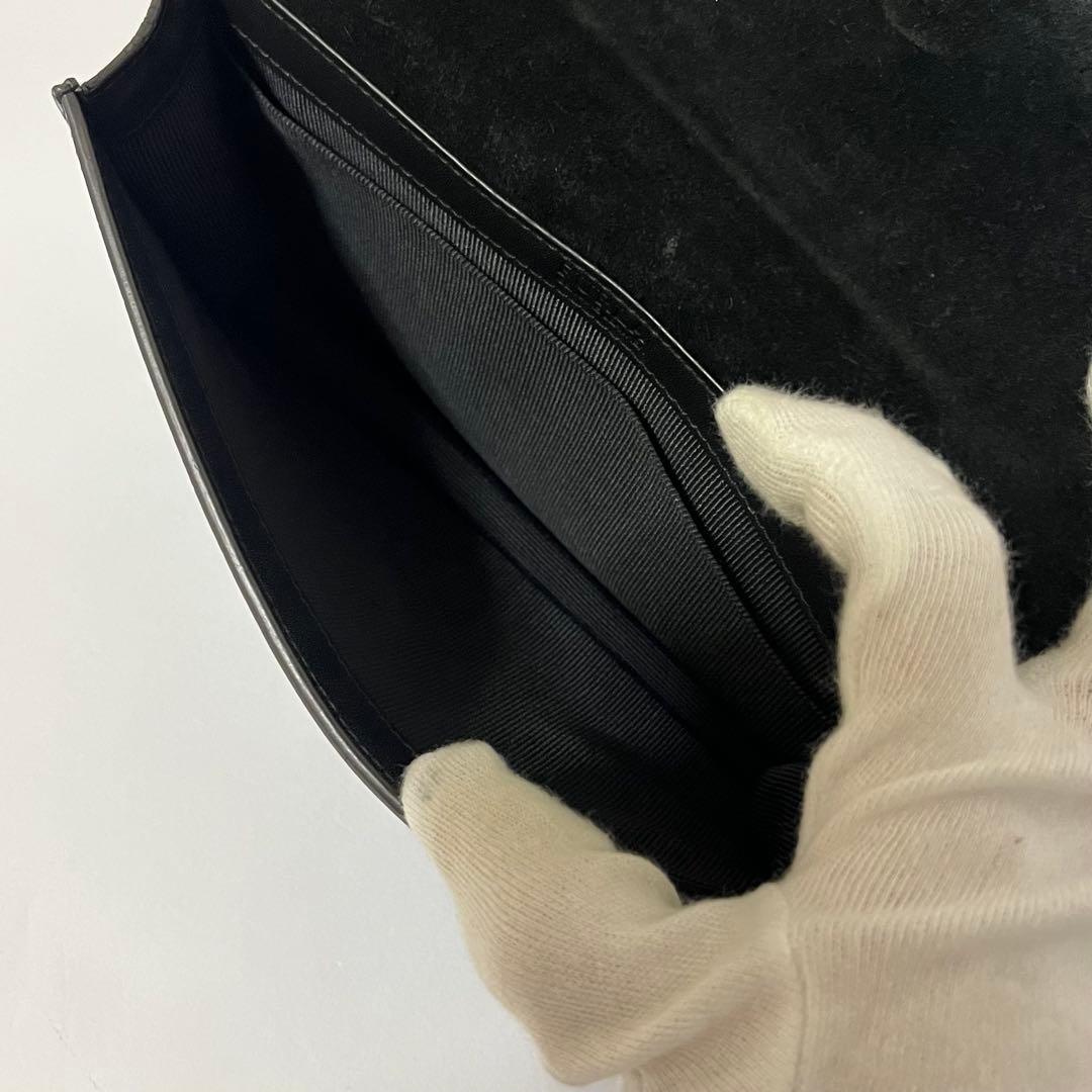 美品✨希少✨フルラ　クロコ　リーヴァ　ショルダーバッグ　ウォレットショルダー　黒