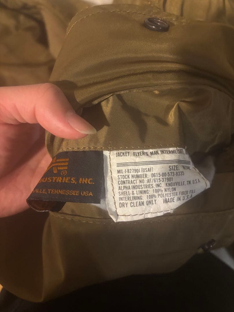 Alpha MA-1 【USA製】90s 旧タグ　ゴールド