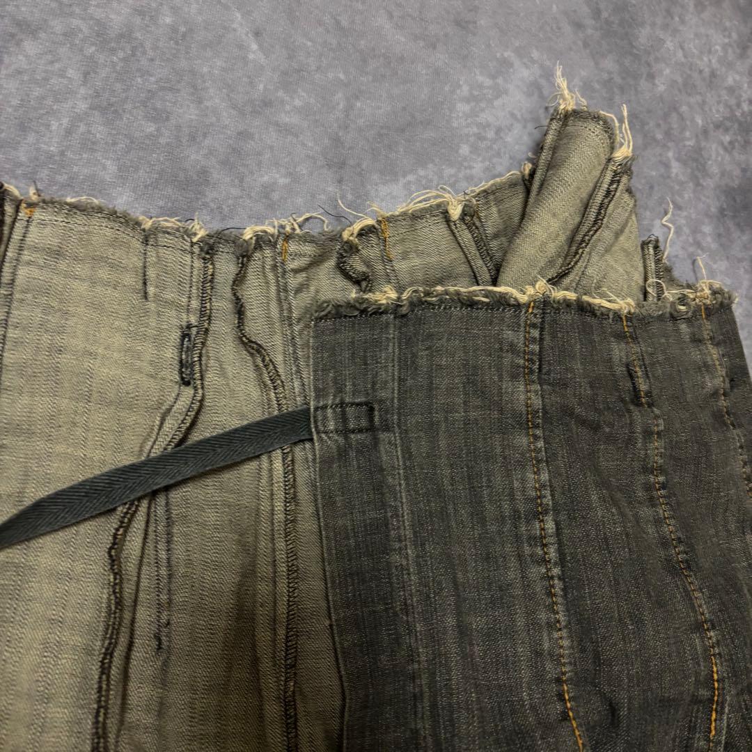 JUNYA WATANABE デニム　巻きスカート　プリーツ　カットオフ