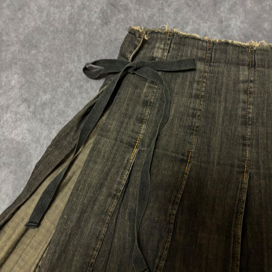 JUNYA WATANABE デニム　巻きスカート　プリーツ　カットオフ