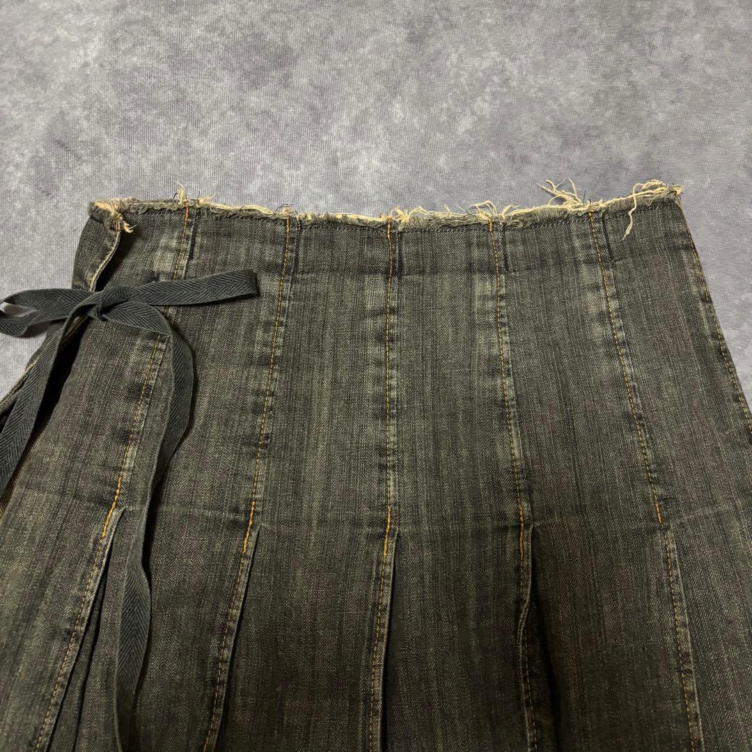 JUNYA WATANABE デニム　巻きスカート　プリーツ　カットオフ