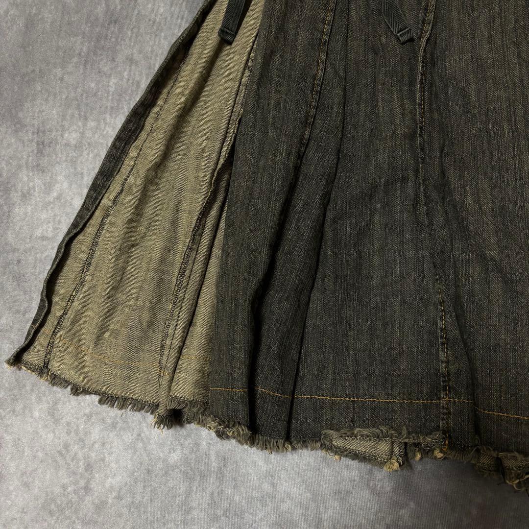 JUNYA WATANABE デニム　巻きスカート　プリーツ　カットオフ