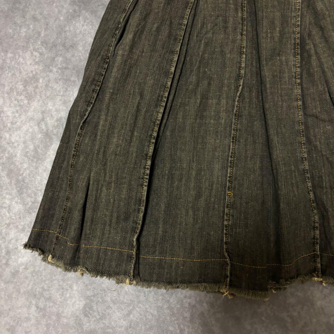 JUNYA WATANABE デニム　巻きスカート　プリーツ　カットオフ
