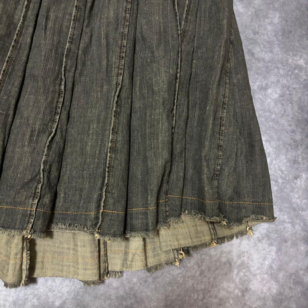 JUNYA WATANABE デニム　巻きスカート　プリーツ　カットオフ