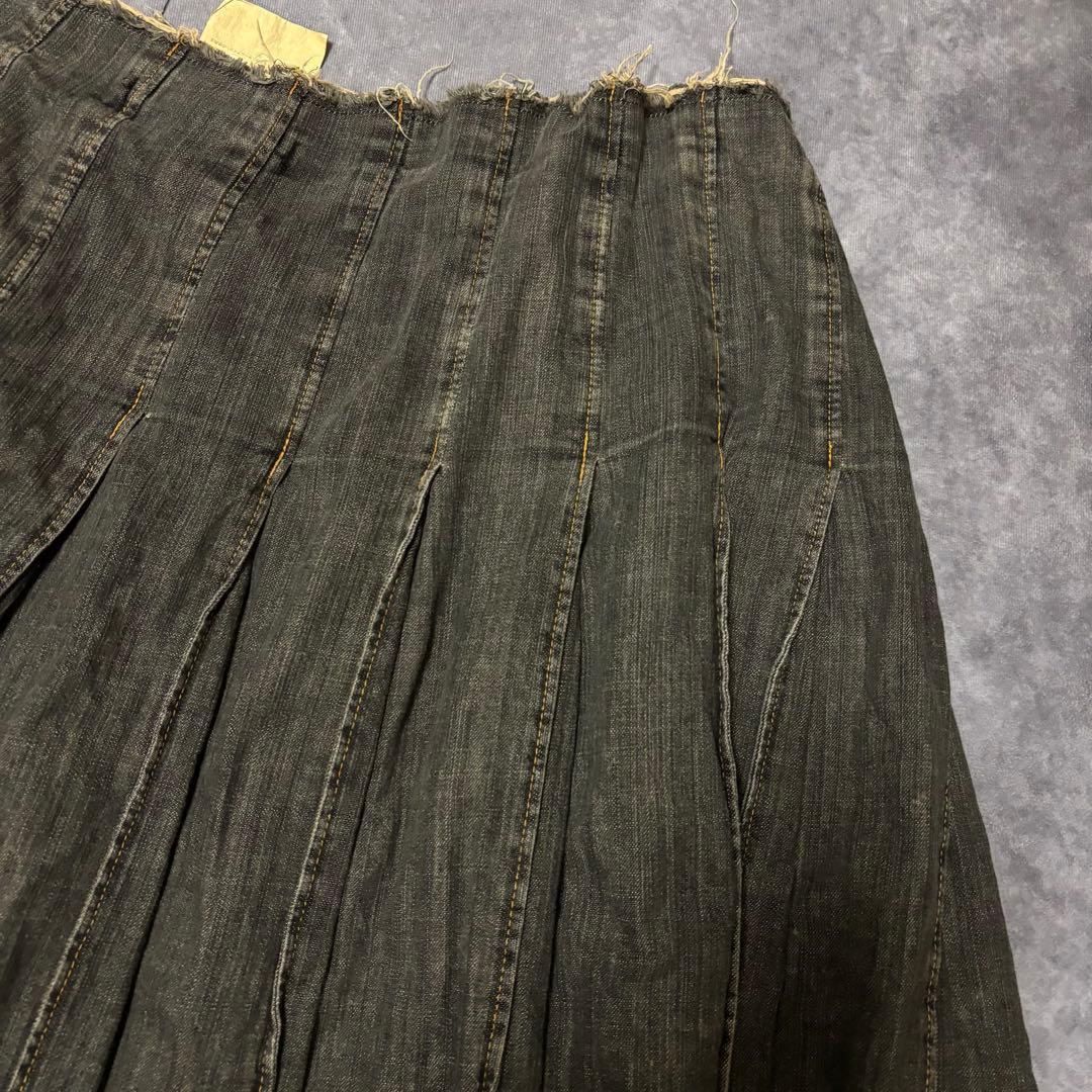 JUNYA WATANABE デニム　巻きスカート　プリーツ　カットオフ