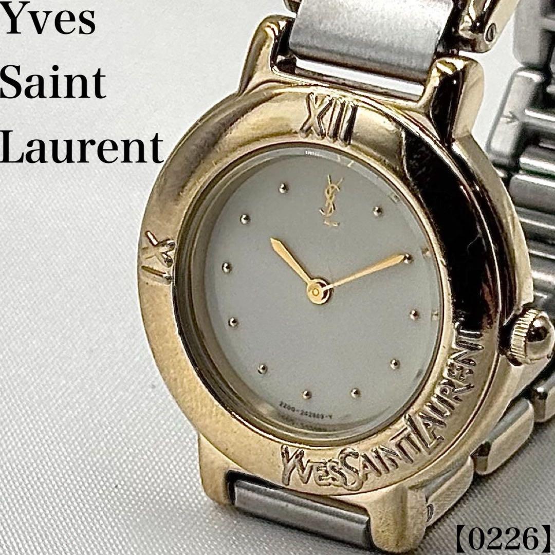 稼働品 イヴサンローラン YSL 腕時計 ペア レディース ゴールド y2k
