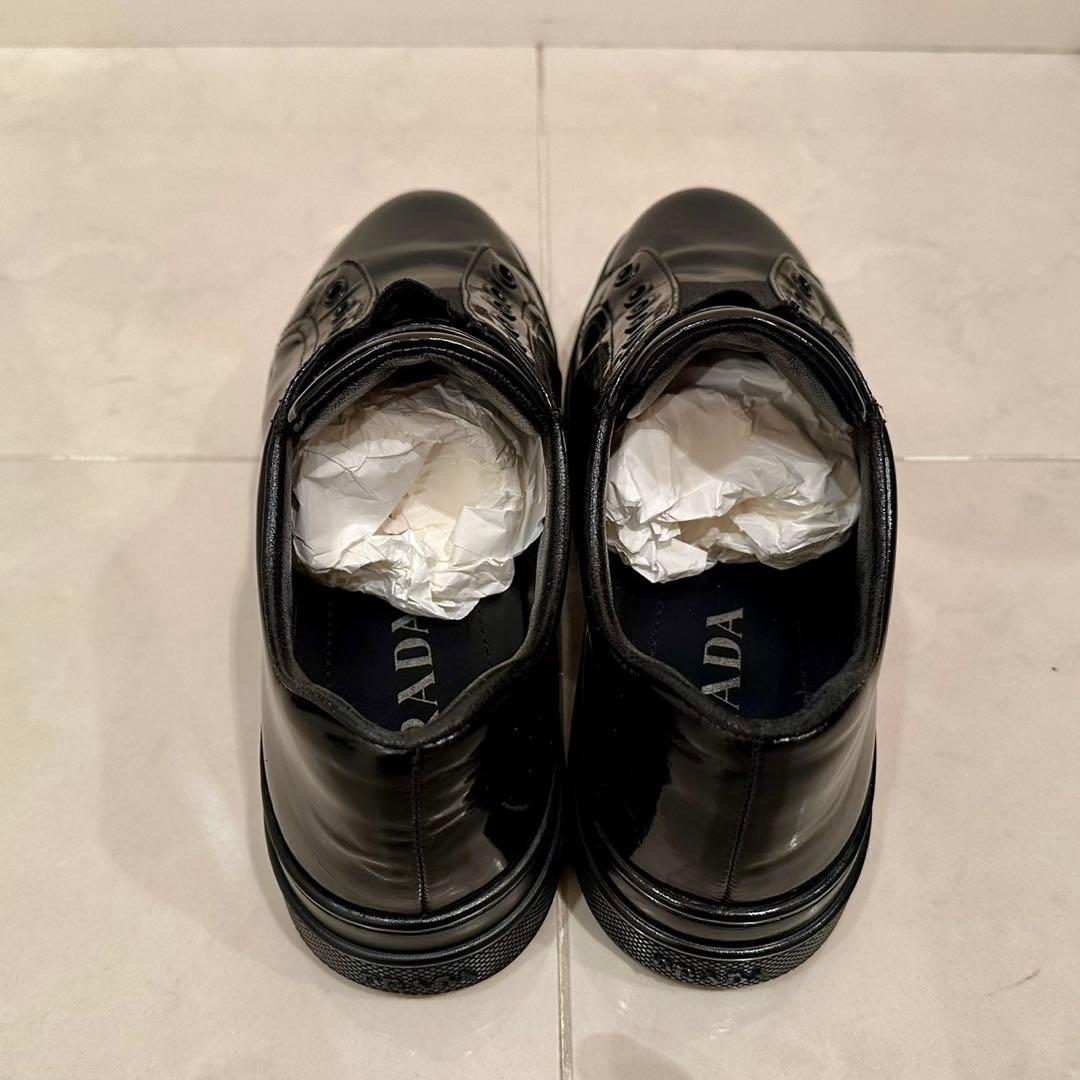 【イタリア製】PRADA｜エナメル 厚底スニーカー ブラック EU34 1/2