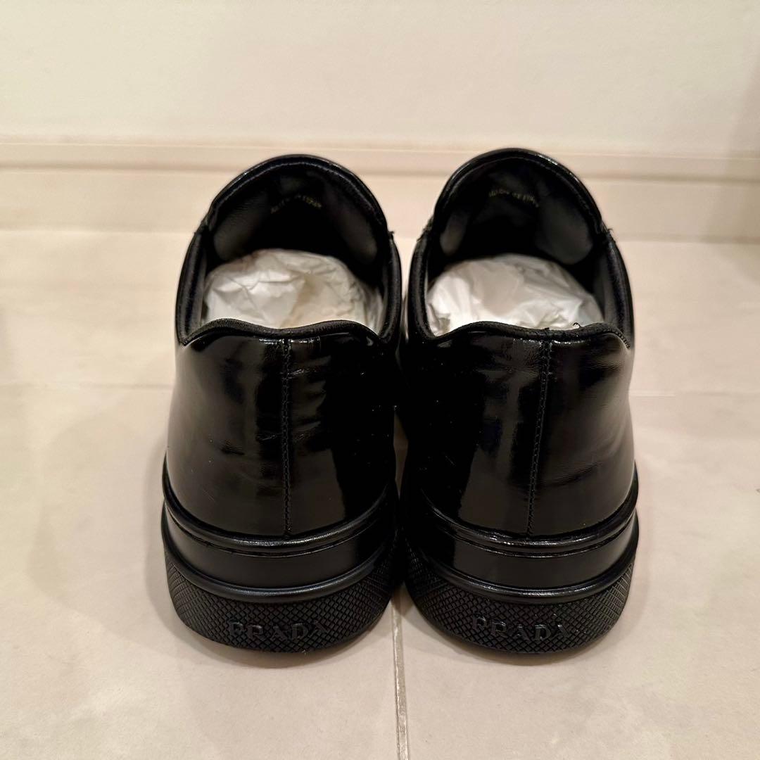 【イタリア製】PRADA｜エナメル 厚底スニーカー ブラック EU34 1/2