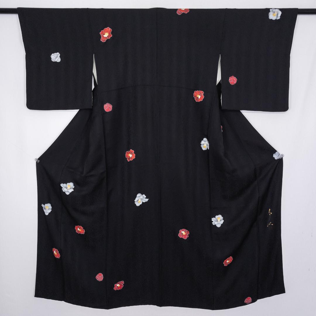 Mutu R8SK176 小紋 京友禅作家 松井青々 落款 花 椿 シルク