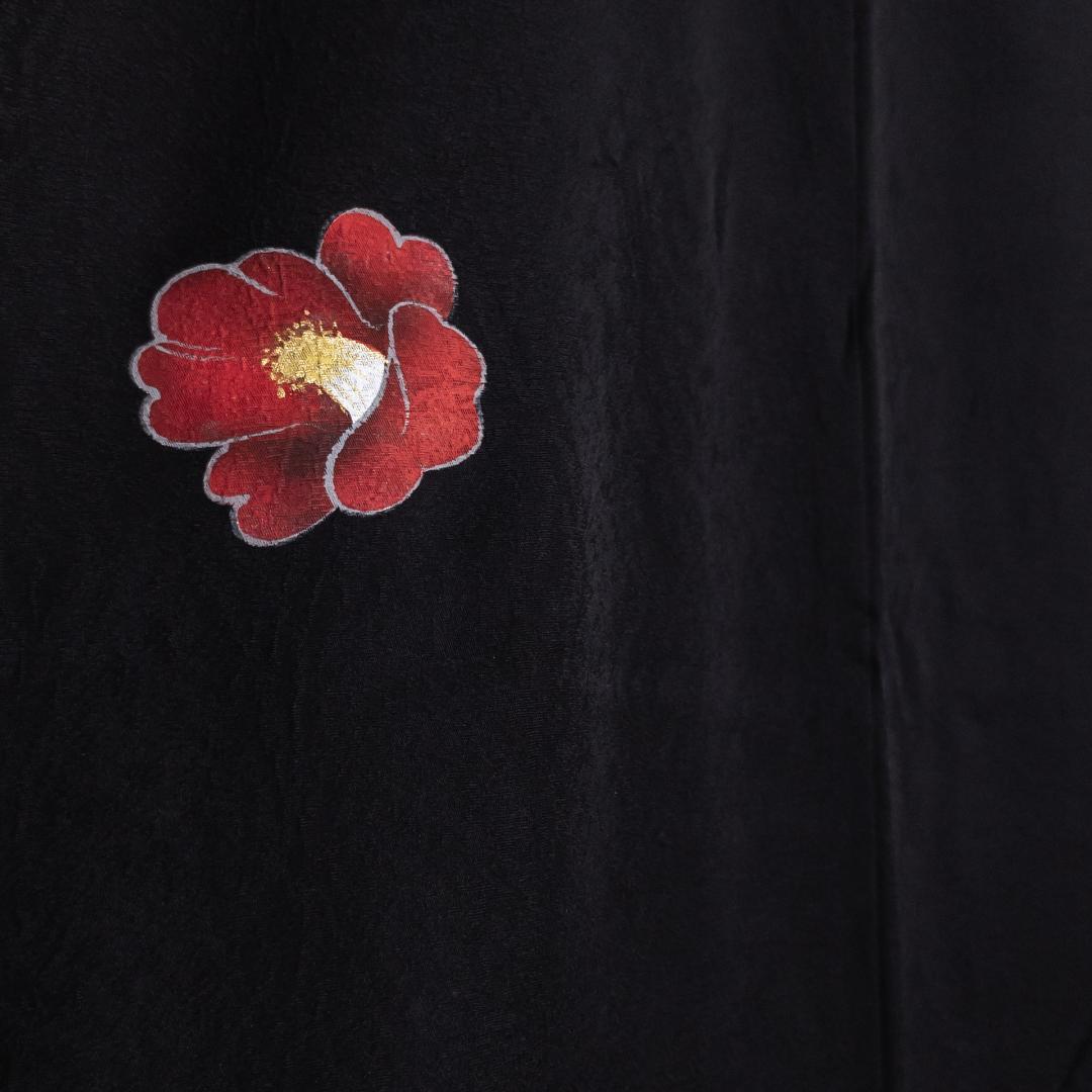 Mutu R8SK176 小紋 京友禅作家 松井青々 落款 花 椿 シルク