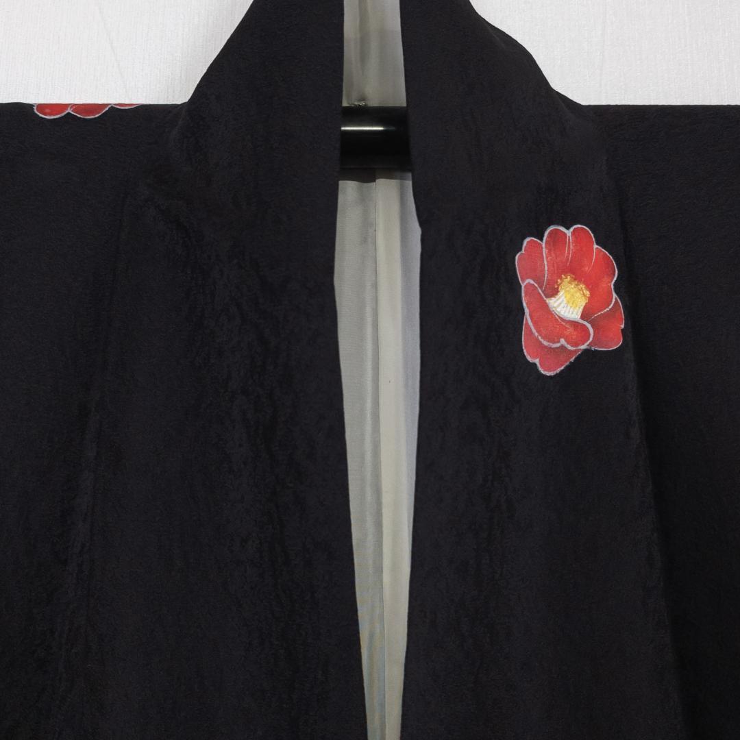 Mutu R8SK176 小紋 京友禅作家 松井青々 落款 花 椿 シルク