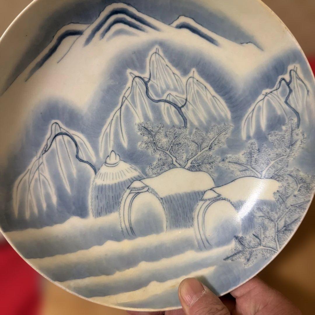 江戸時代 後半 染付　古伊万里 鍋島焼　七寸皿