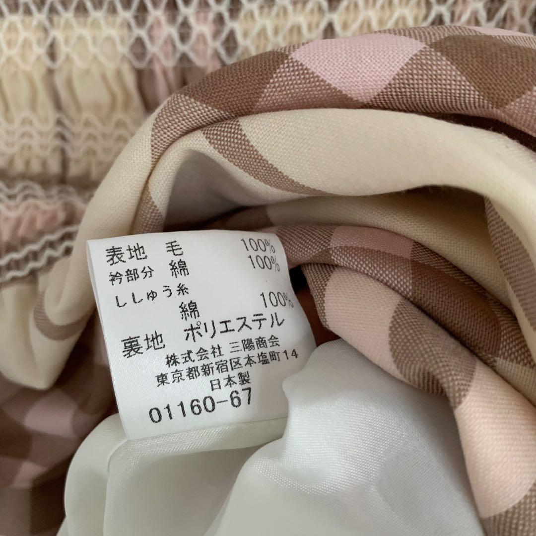 美品　Burberry バーバリーロンドン　丸襟　スモッキングワンピース　130