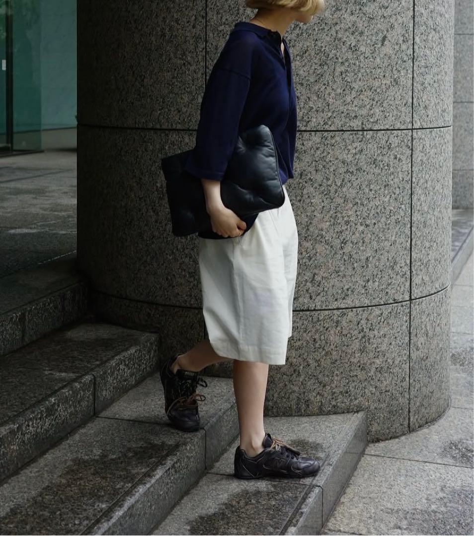 新品　完売　ETRE Tokyo ハーフスリーブニットポロ　ネイビー