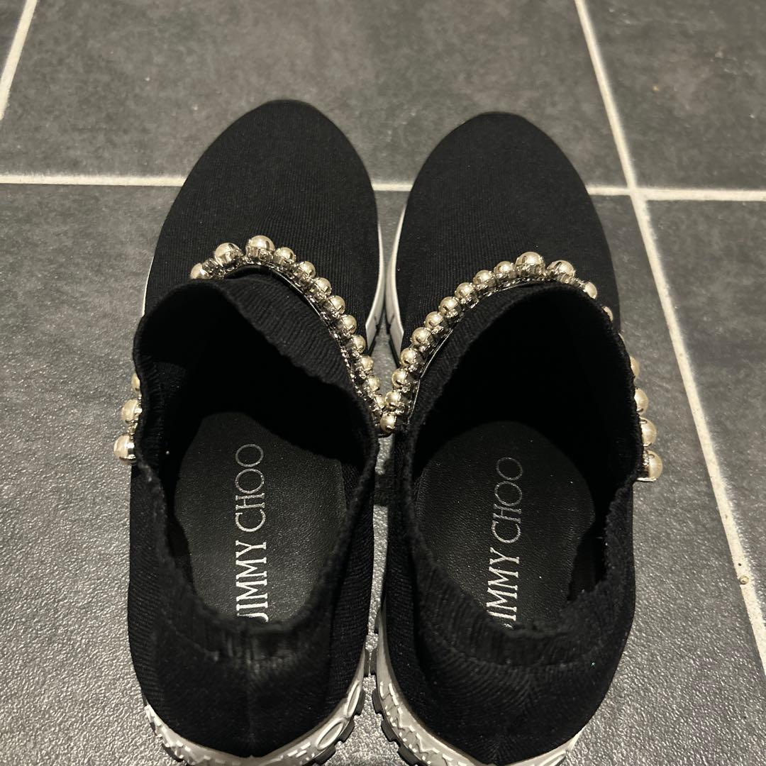【トラジ】JimmyChoo☆ジミーチュウ　ブラック スリッポン パール