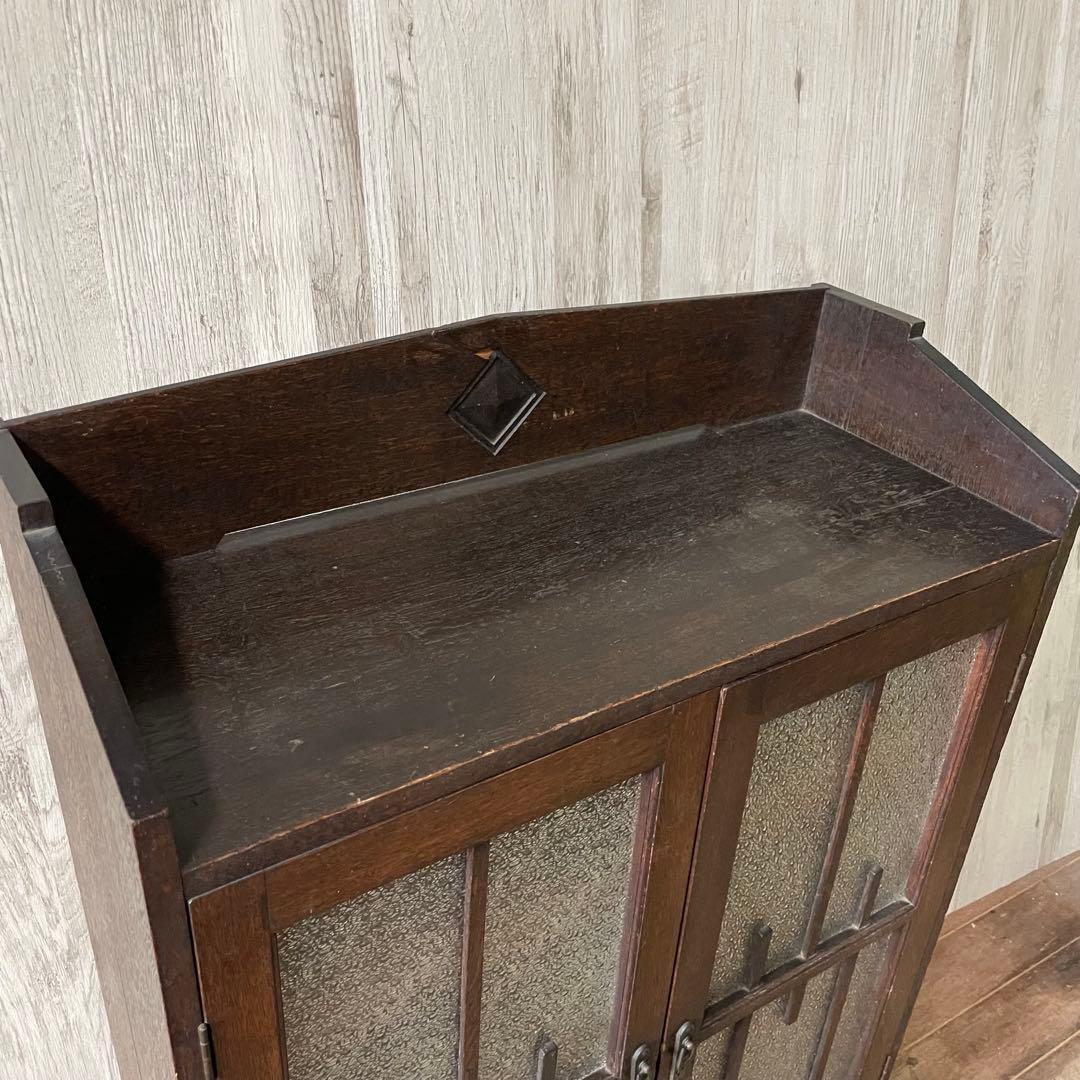 アンティーク ガラス戸棚 キャビネット 飾り棚 古家具 骨董棚 和製アンティーク