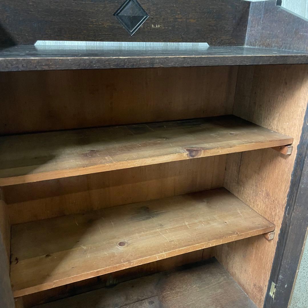 アンティーク ガラス戸棚 キャビネット 飾り棚 古家具 骨董棚 和製アンティーク