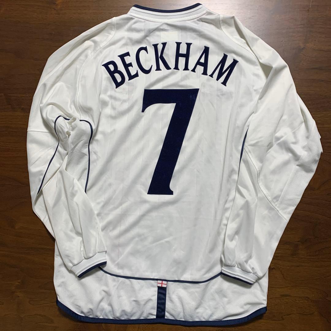 正規品 イングランド ホーム長袖 2002W杯予選ギリシャ戦 No.7 ベッカム