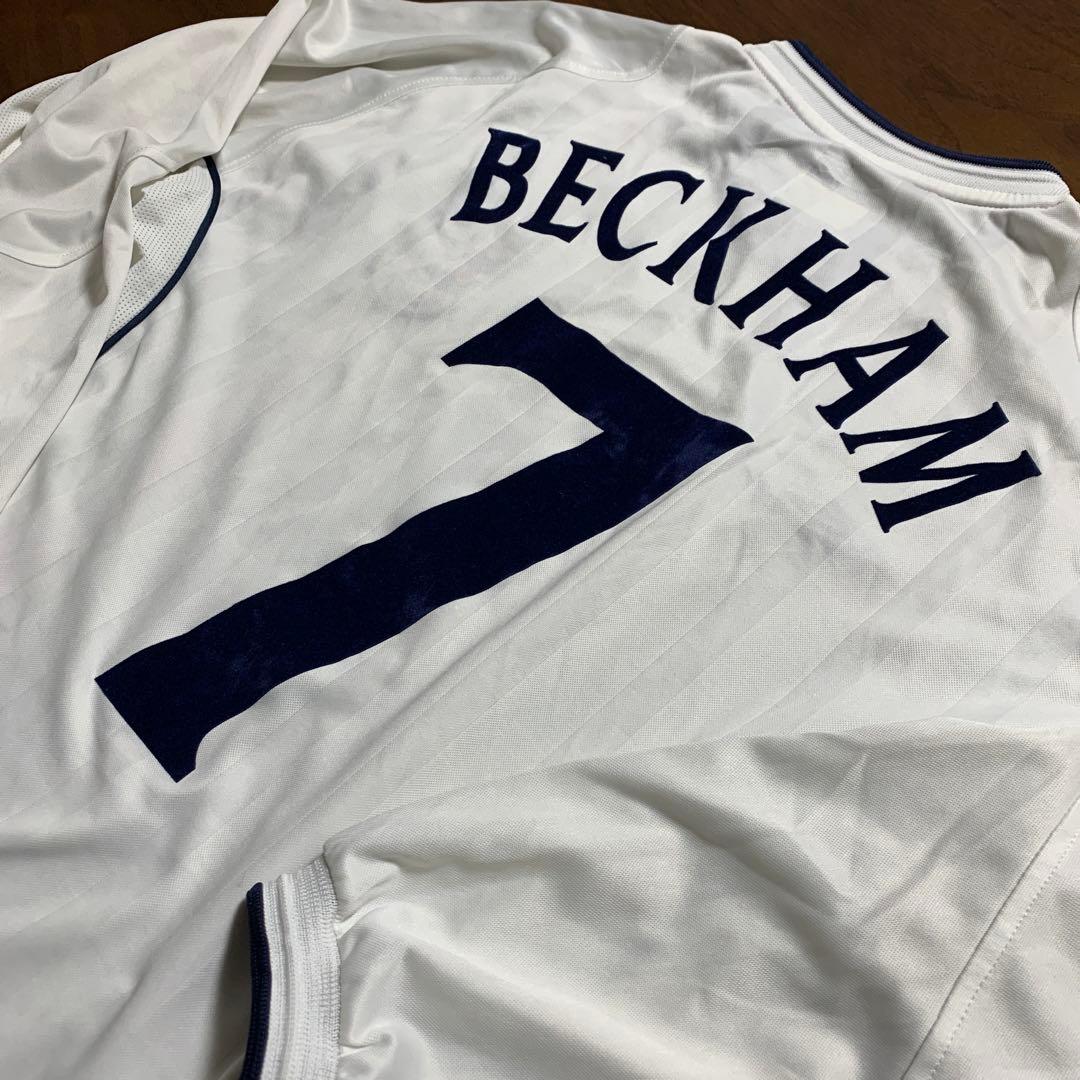 正規品 イングランド ホーム長袖 2002W杯予選ギリシャ戦 No.7 ベッカム