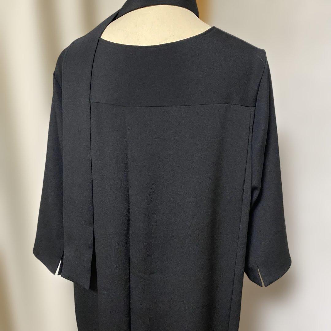 おばちゃん 《LL 124cm》黒留袖リメイク ヨーク切り替え 七分袖